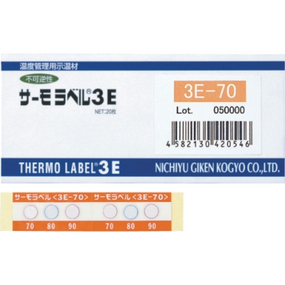 日油技研 NICHIGI 3E-170-日油技研　サーモラベル３点表示屋外対応型　不可逆性　１７０度（１箱２０枚入）