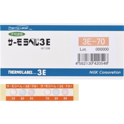 日油技研 NICHIGI 3E-120-日油技研　サーモラベル３点表示屋外対応型　不可逆性　１２０度（１箱２０枚入）